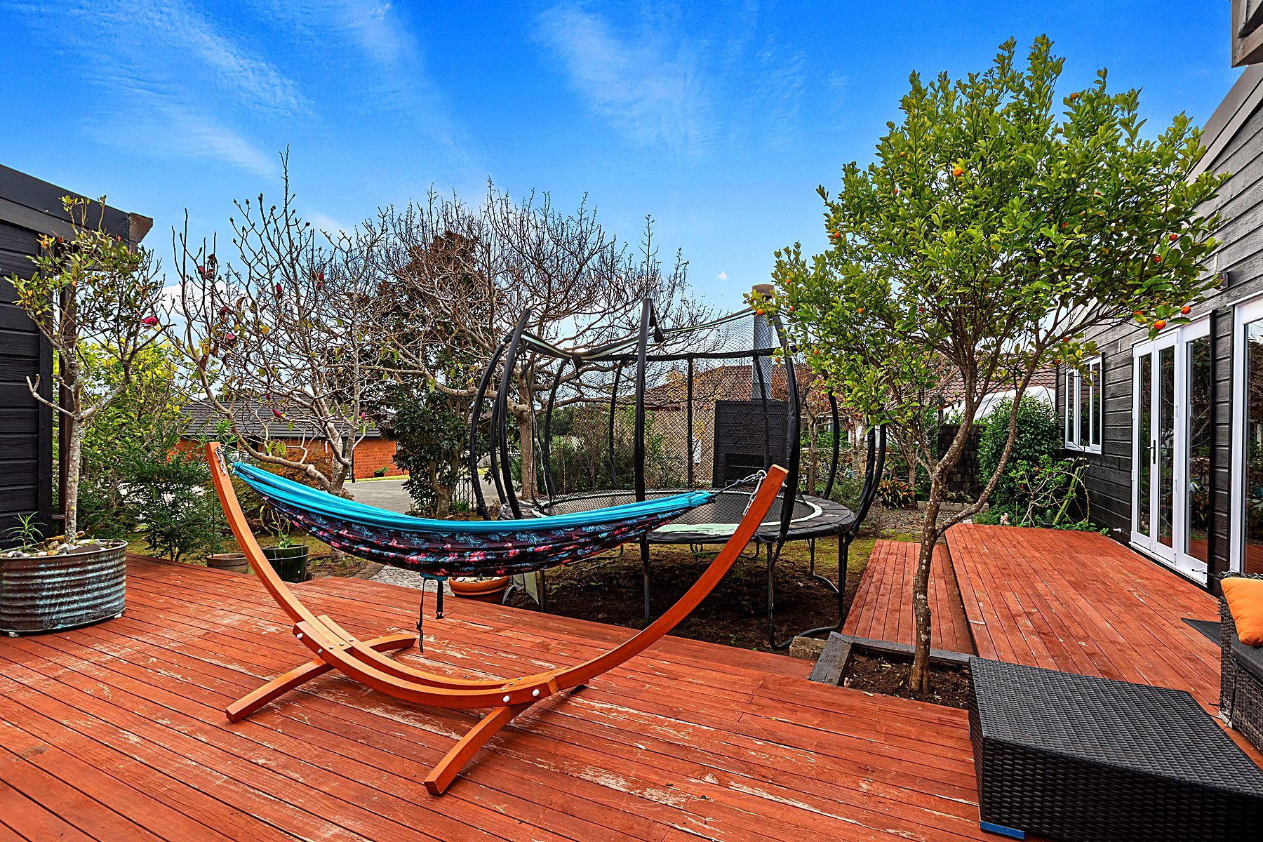 The hammock on the deck