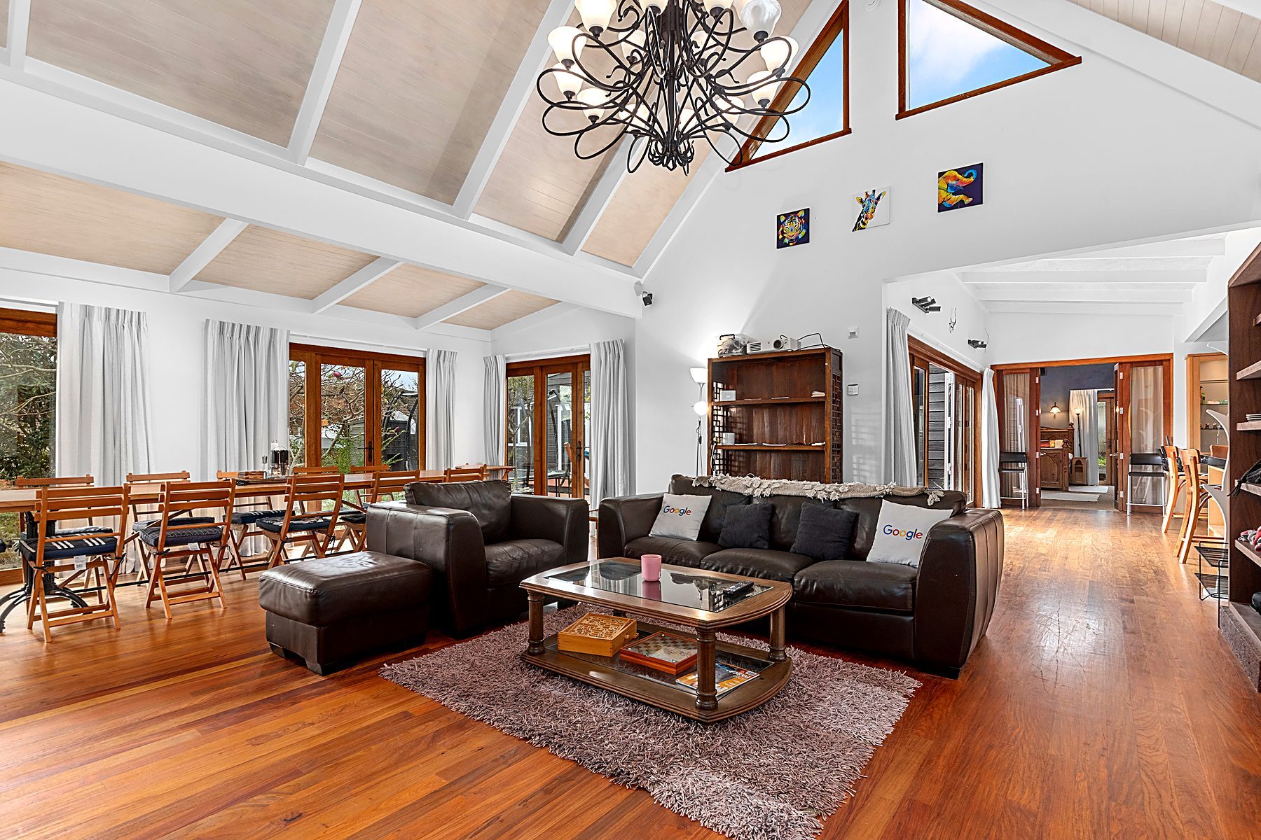 The open plan living room at Coastal Escape